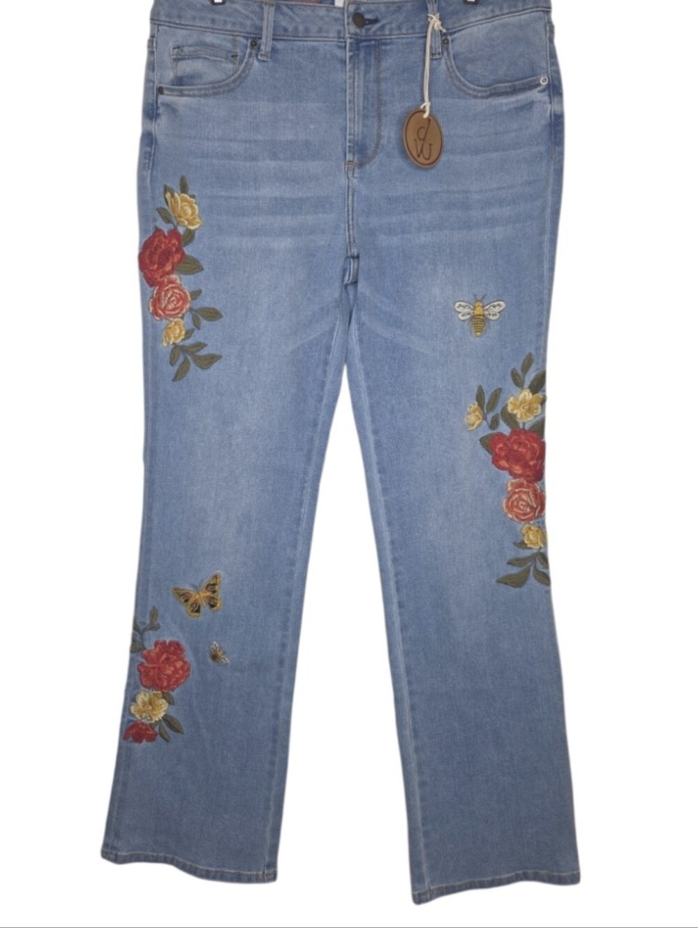 Driftwood Kylee Butterflies Bees Roses High Rise Bootcut Denim Jeans 6 NWT